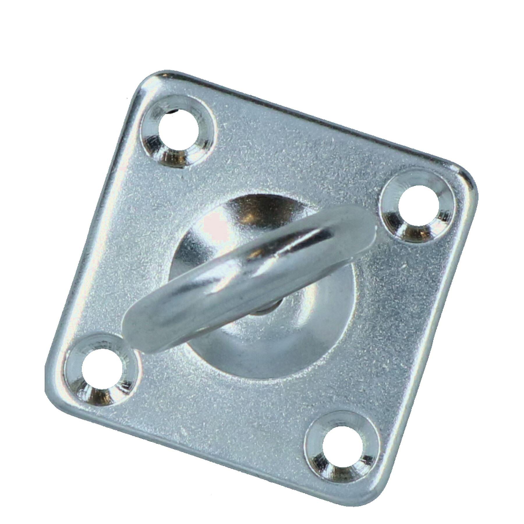Square Swivel Pad Eye Plate With Ring – 1/4", 304 Stainless, 360° Swivel, 380 Lbs WLL