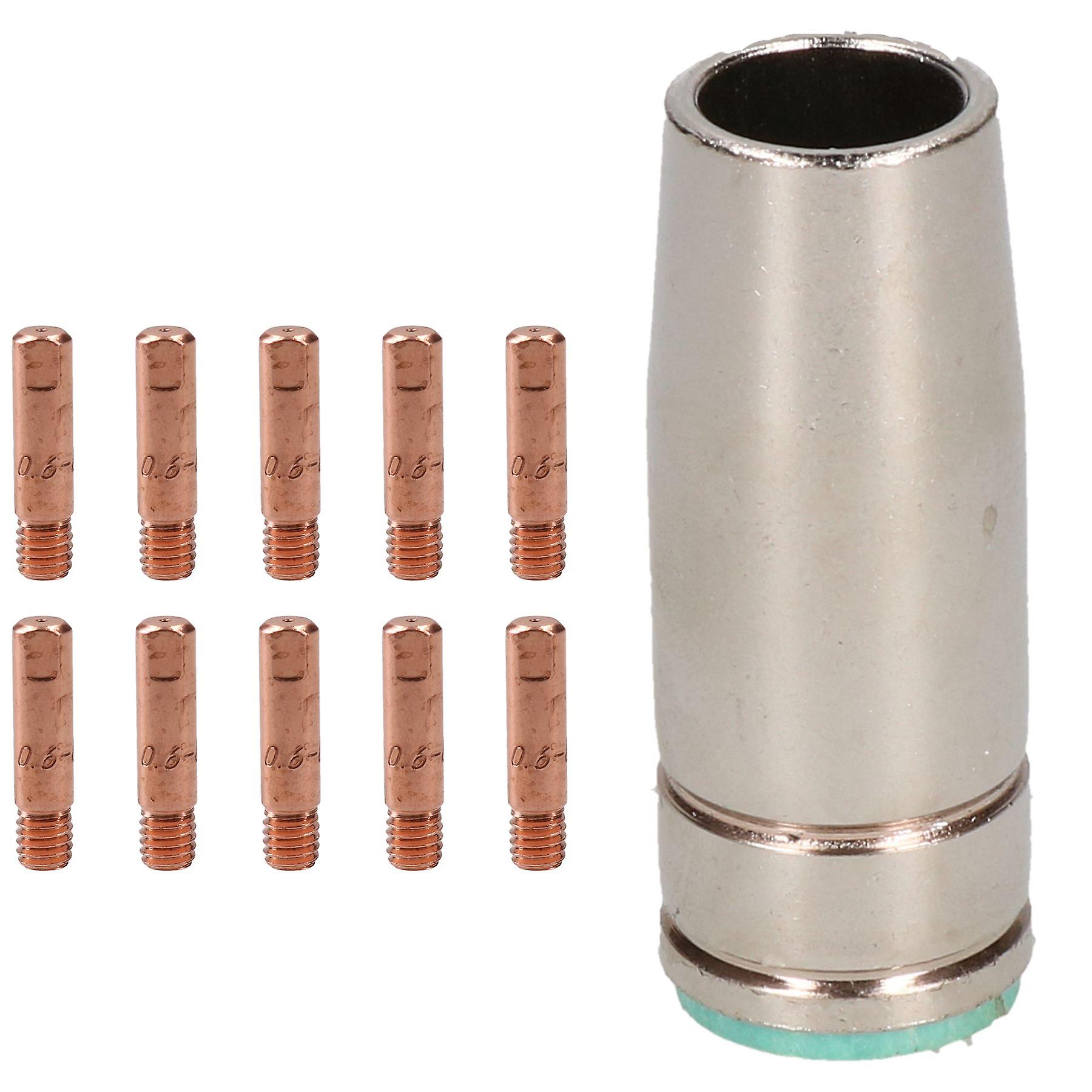 1 shroud & 10 x 0.6mm Contact Tips MIG Welding Binzel Style Euro Torch MB25