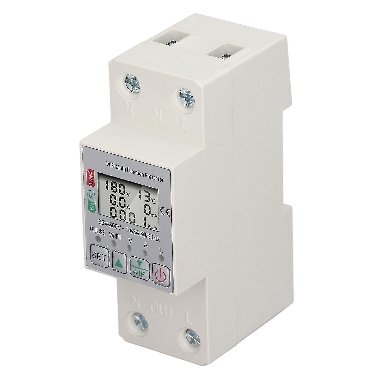 WiFi Smart Power Meter Switch for Tuya Energy Circuit Breaker Multi Function Protector with Metering AC85‑300V 63A 