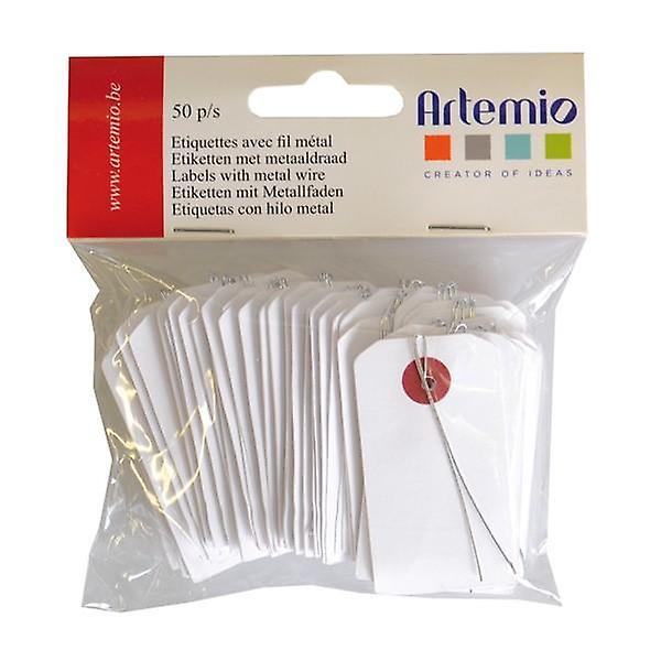 Mini white labels with wire 3 x 5.5 cm