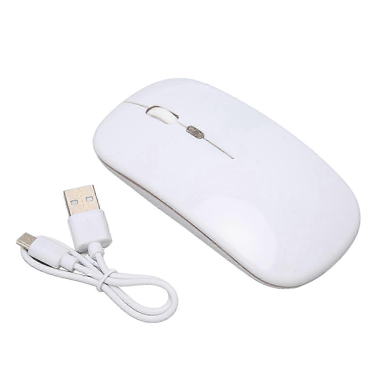 2.4G Wireless Mouse Ultrathin Chargeable Mute 1600DPI Color Backlight Game Mouse with 2.4G Receiver for Laptop ComputerWhite