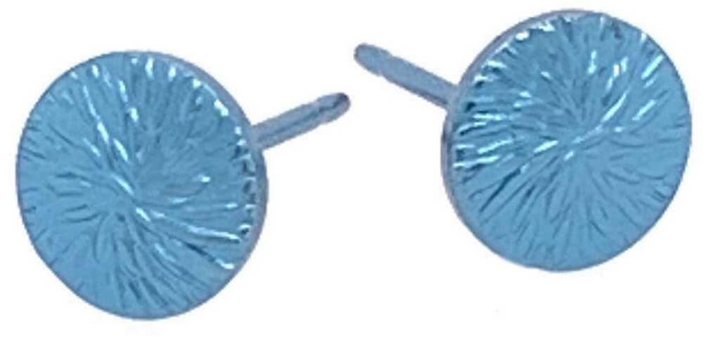 Ti2 Titanium Fine Textured 6mm Round Stud Earrings - Light Blue