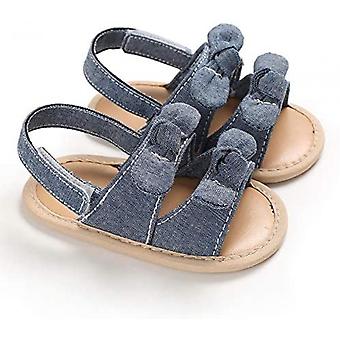 Veeki Baby Girl Sandals Summer Crib Shoes Bowknot Soft Sole Infant Girls Princess Dress Flats Shoes---Blue 12cm