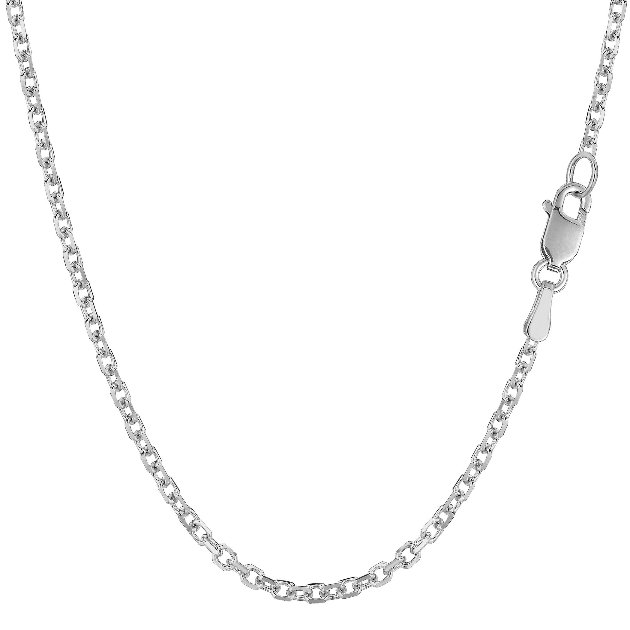 14 k ホワイトゴールド ケーブル リンク チェーン ネックレス、2.3 mm