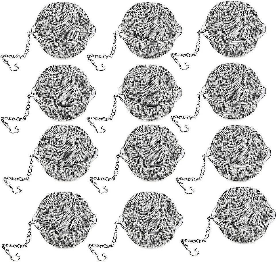 12pcs rustfritt stål te ball mesh te infuser siler premium te filter