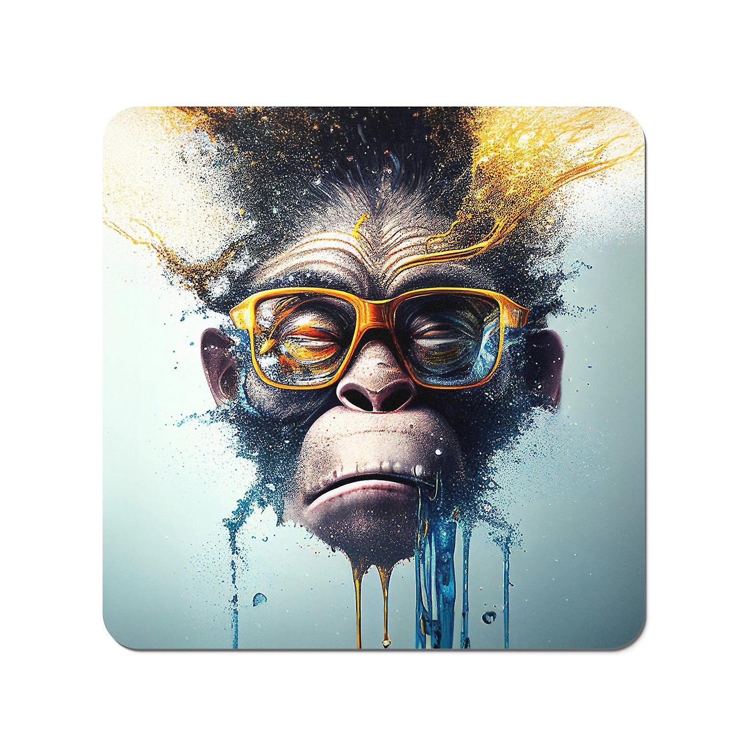 Monkey With Glasses Splashart Coasters