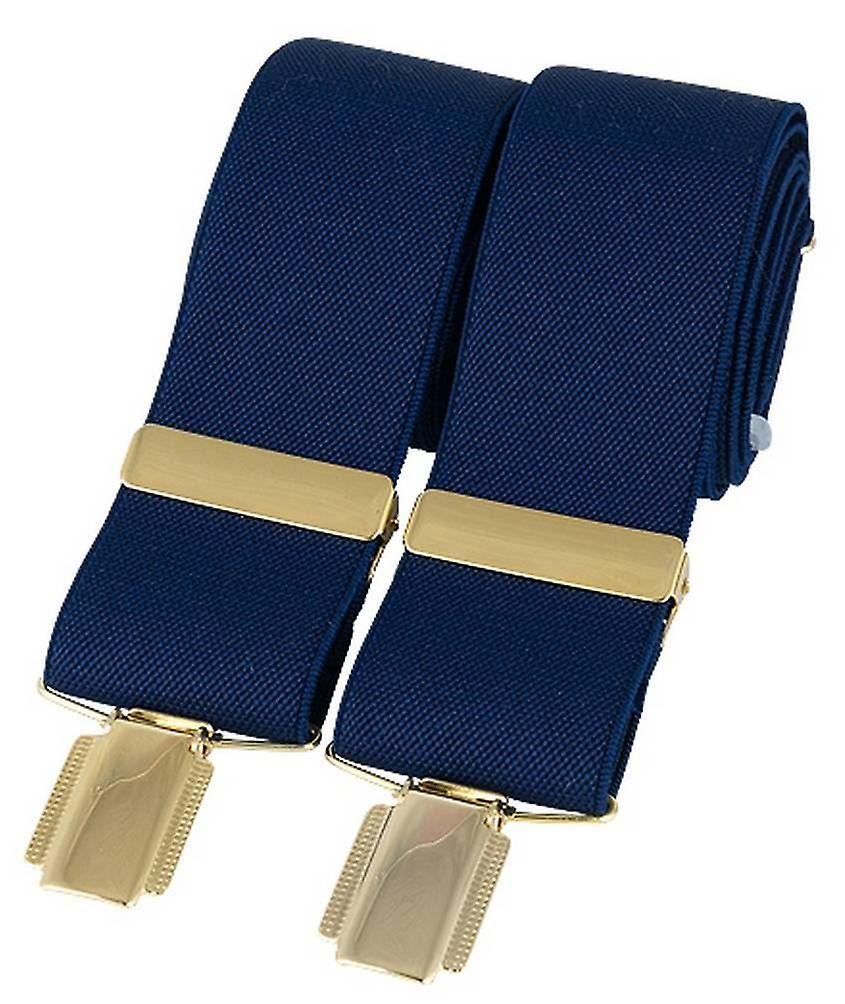 David Van Hagen Plain 35mm Clip Braces - Navy/Gold