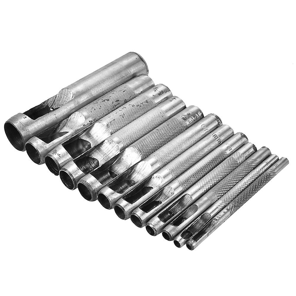 Set of 12 round hollow punches for leather goods, dimensions: 3, 4, 5, 6, 7, 8, 10, 11, 12, 13, 14, 19 mm