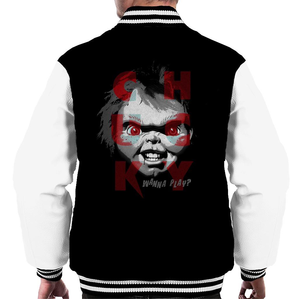 Chucky Doll Wanna Play Men's Varsity Jacket