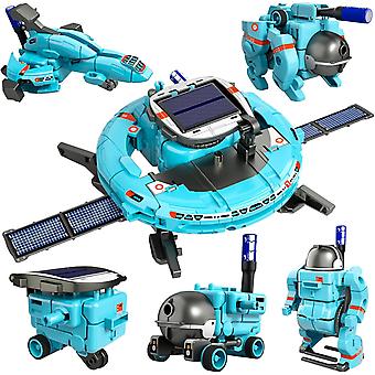 6-in-1 Building Science STEM Kits for Boys, STEM Projects Solar Robot Kit Space Toys Birthday Gifts(Blue)