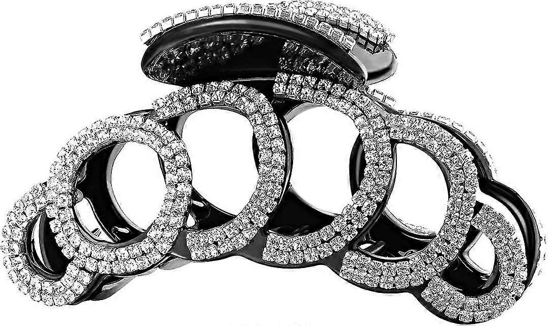 Rhinestones Claw Clip Strong Hair Clamp Jaw Clip Pin For Thick Hairblack1pcs