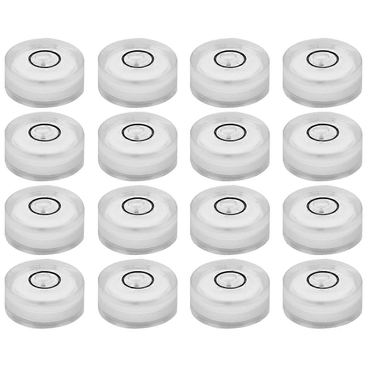 16PCS Universal Level 15MM Circular Diameter 6MM Flat Height Bubble Spirit Level Surface Level (White)