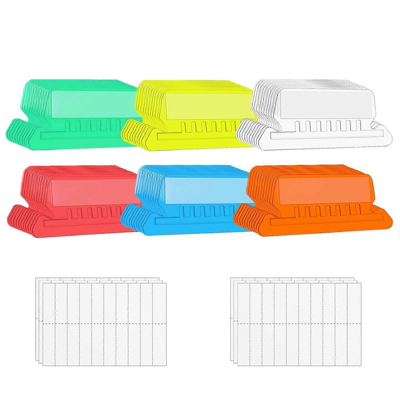 120Pcs Label Holder Letter Size Folders Wide-Angle Design Clear Tabs Transparent Mix Color Folder Label Inserts
