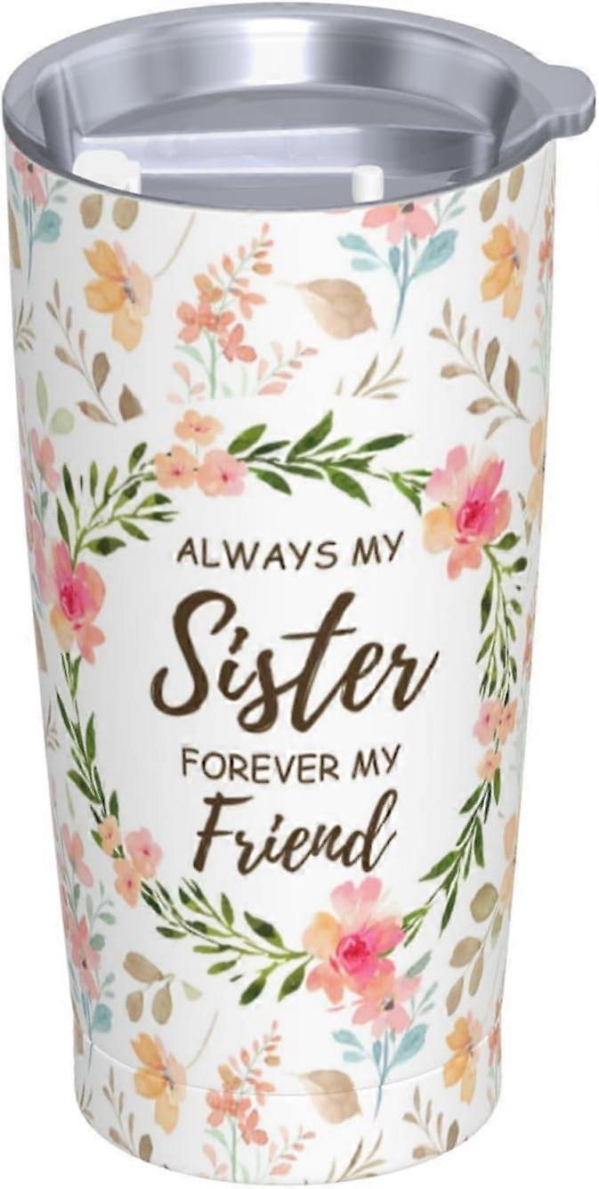 Sister Coffee Mug with Lid and Straws 20oz Water Bottle Stainless Steel Insulated Tumblers Gifts for Sisters