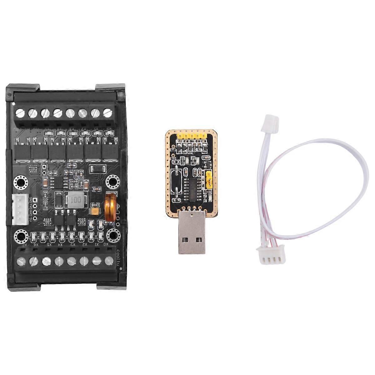 FX1N-14MT PLC Industrial Control Board+Case+USB-TTL Cable PLC Module Analog Input/Output with Guide