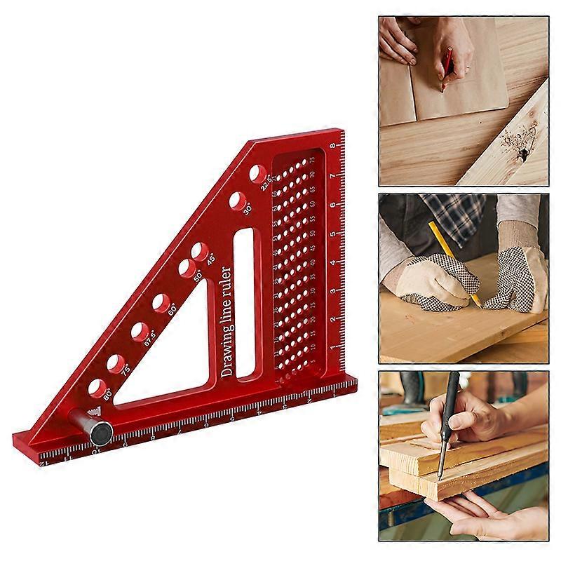 Carpenter Square Scriber Aluminium Alloy 3D Multi-Angle Measuring Ruler 225/30/45/60/675/90 Degree Protractor