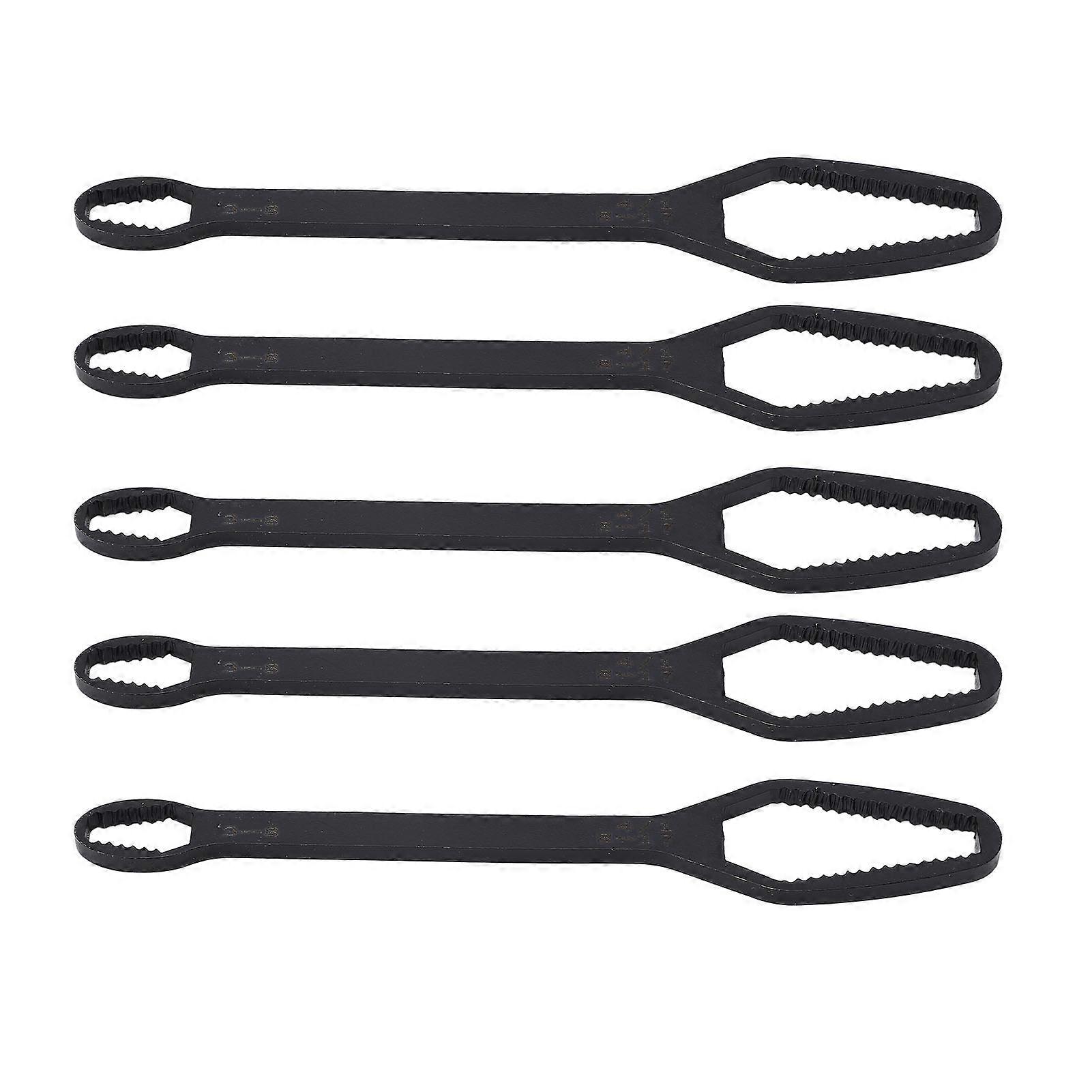 5Pcs Double Ended Wrench Multifunctional Self Tightening Spanner Adjusting Wrench Tool 3?17mm Black