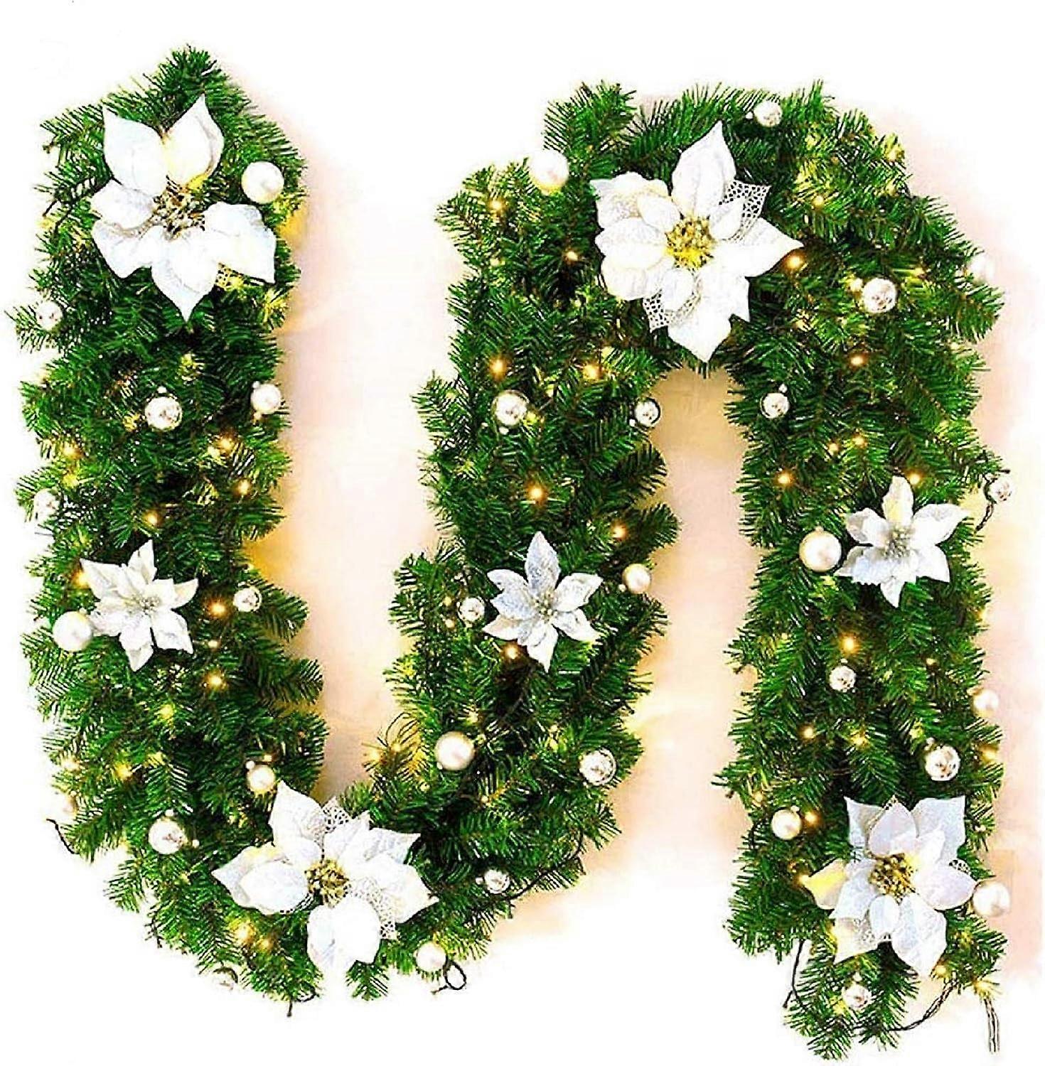 Simulated rattan wreath - gold with decoration and light