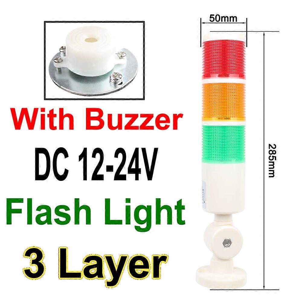 Vertical Industrial Signal Tower Safety Stack Alarm Light Led Multilayer Foldable Buzzer Caution Warning Lamp For CNC Machine24V