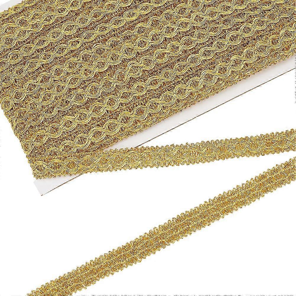 20 Yards Metallic Braid Trim 5/8 inch Wide Dark Goldenrod Decorative Gimp Trim Polyester Wave Embellishment Lace Trim DIY Sewing Ribbon for Party Clot