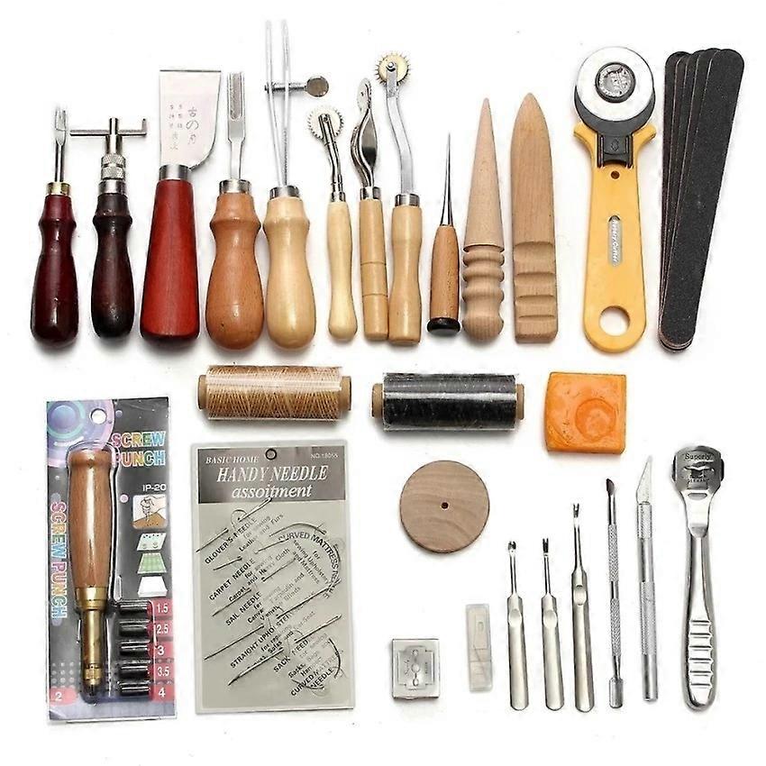 Leather craft package handmade leather hand sewing set leather tools DIY 37-piece set