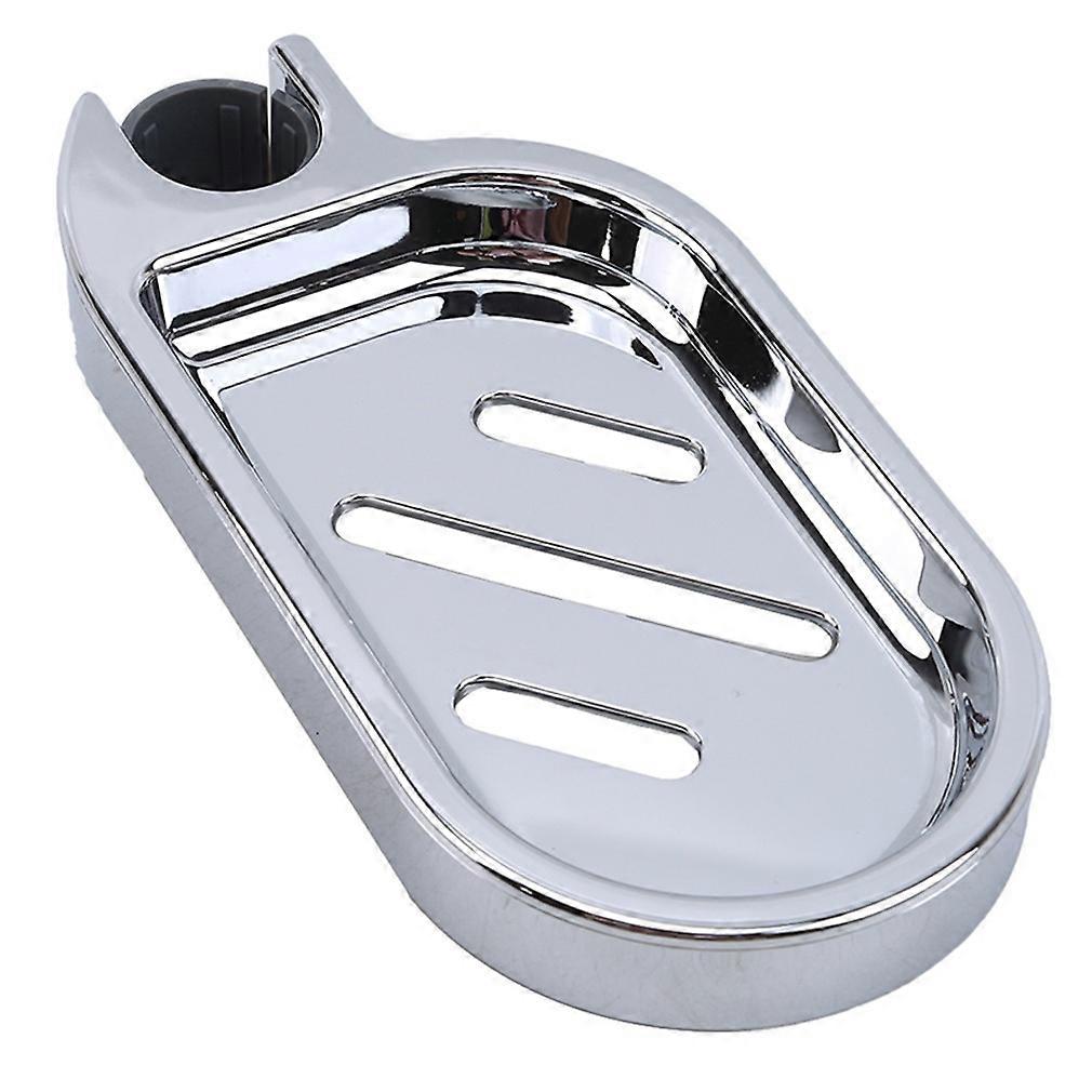 Soap Dish -ABS Soap Holder Adjustable Shower Rod Holder Slide Practical Bathroom Gadget 16.5*8cm (Silver) YDW