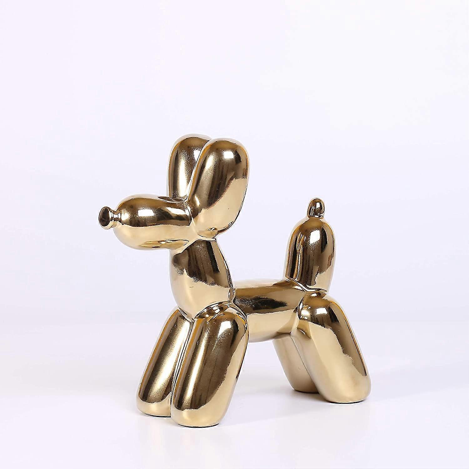 ゴールデンドッグホームデコレーションバルーンフィギュアオーナメント、小型セラミック動物像手作り彫刻オーナメント