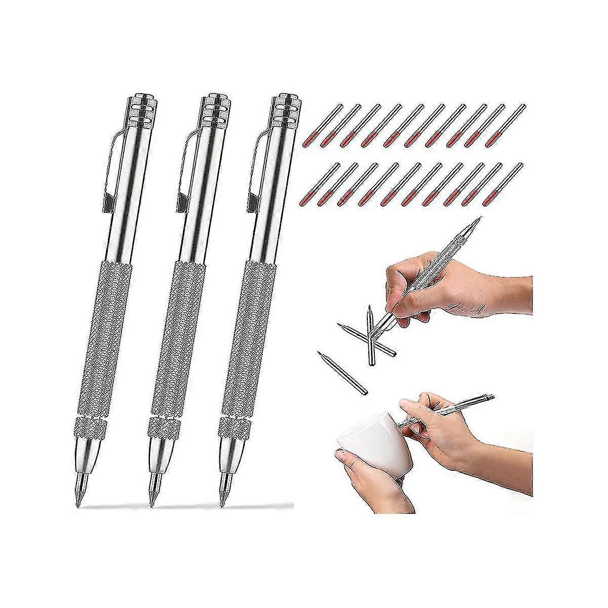 3pack Scribe Tool With Magnet,tungsten Carbide Scriber With 20 Replacement Marking Tip,for Glass//h