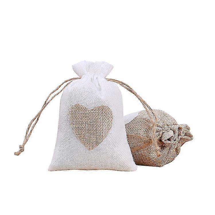 Burlap Drawstring Bag, Gift Packaging Bag, Candy Bag, 10pcswhite
