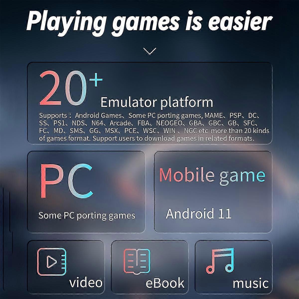 وحدة تحكم ألعاب RG Arc-d Retro 256g 4 بوصة Ips Linuxandroid 11 OS 6 دعم مشغلات ألعاب تصميم الأزرار
