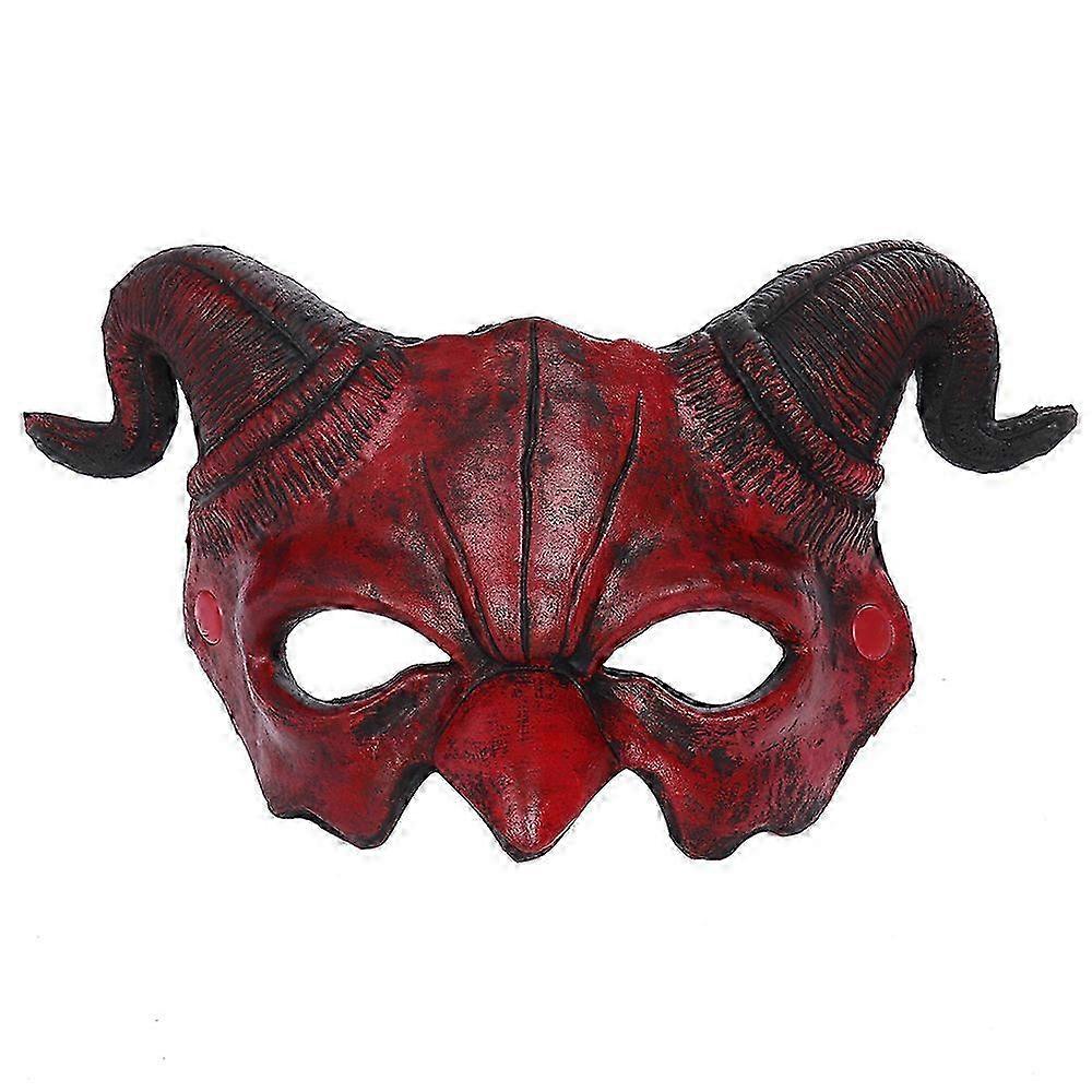 Devil Mask Halloween Masquerade Sheep Horn Half Face PU Mask