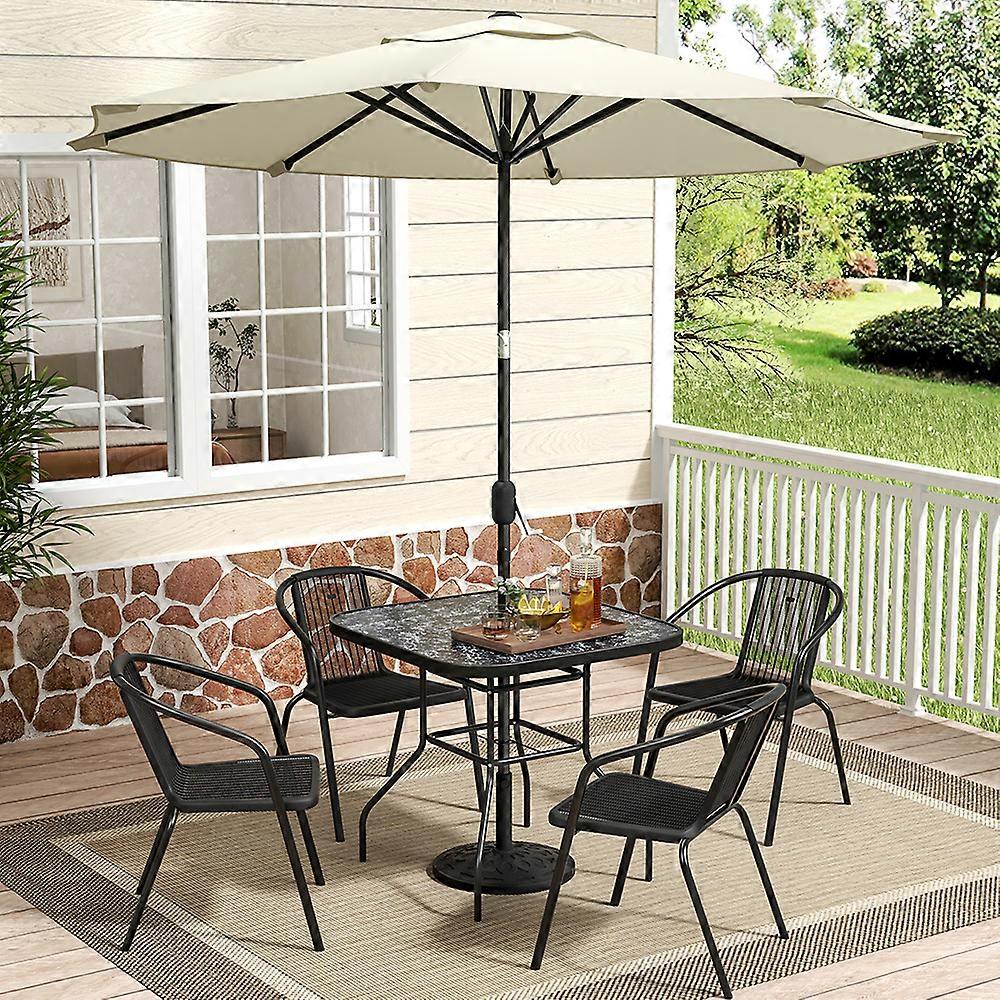 80cm Garden Tempered Glass Black Marble Coffee Table