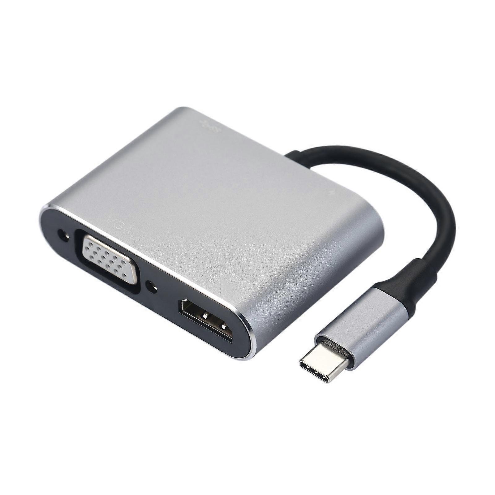 4-IN-1 Hub Type-C to HD VGA Adapter USB Type-C Multiport Converter Splitter with 4K HD Output USB3.0 PD Charging Port Compatible with Macbook Pro 2020
