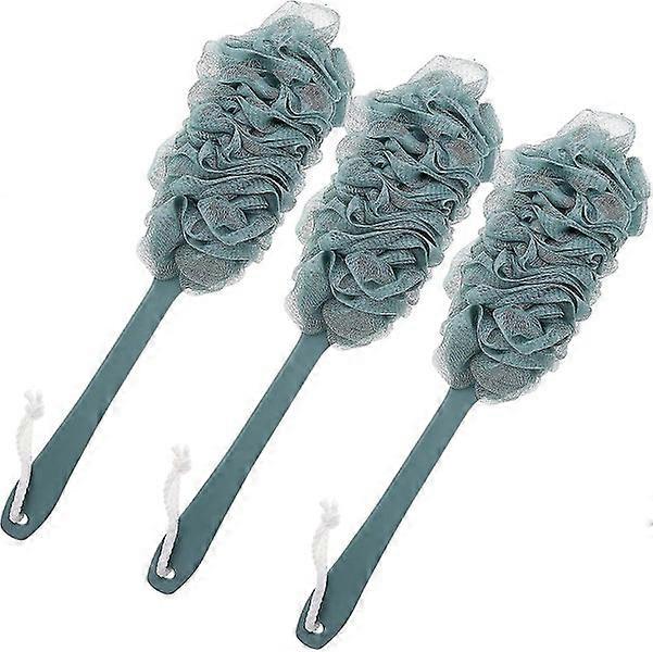 Long Handle Back Loofah Shower Brush with Soft Nylon Mesh