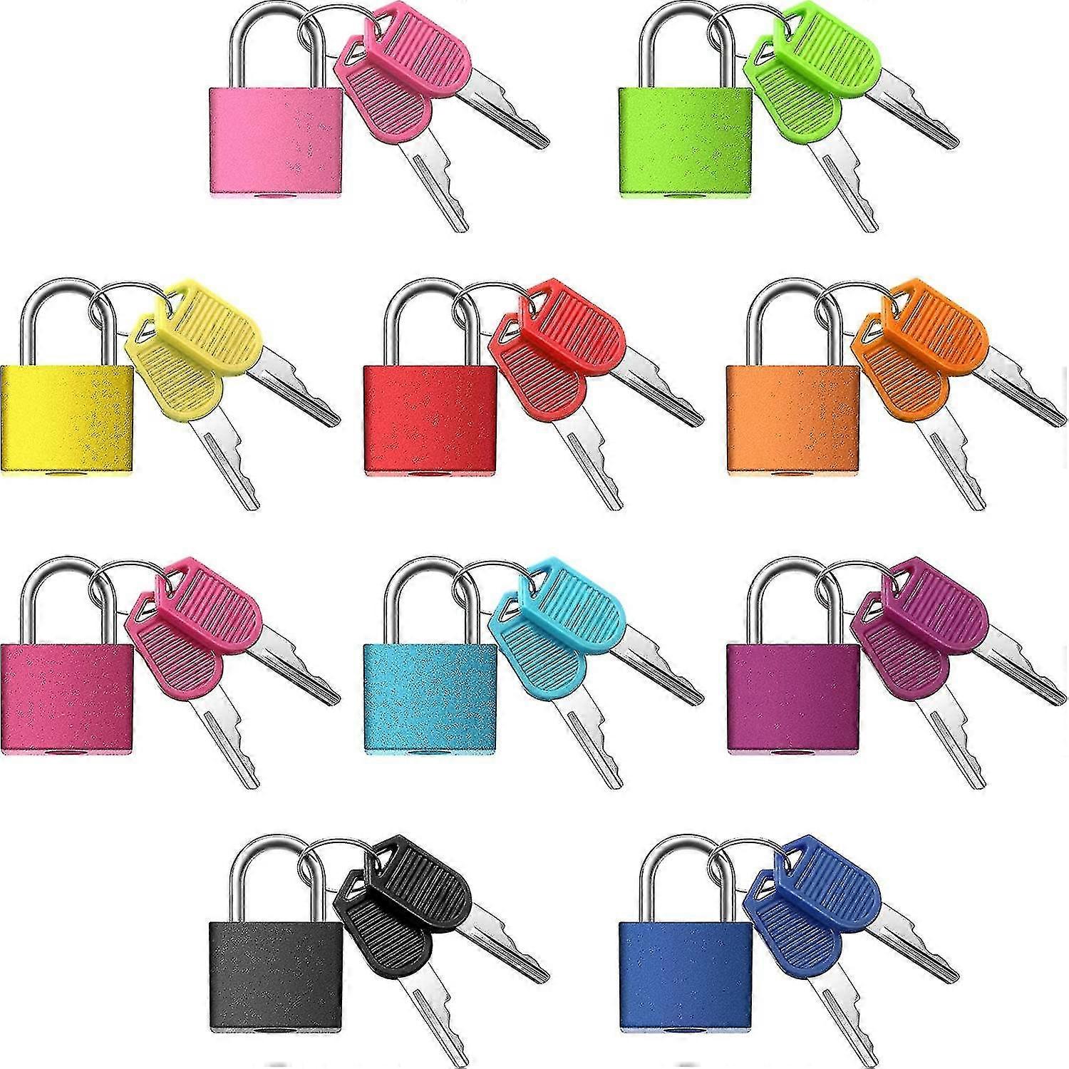 10 kusů kufrové zámky s klíči, kovový visací zámek zavazadla cadenas vícebarevný visací zámek