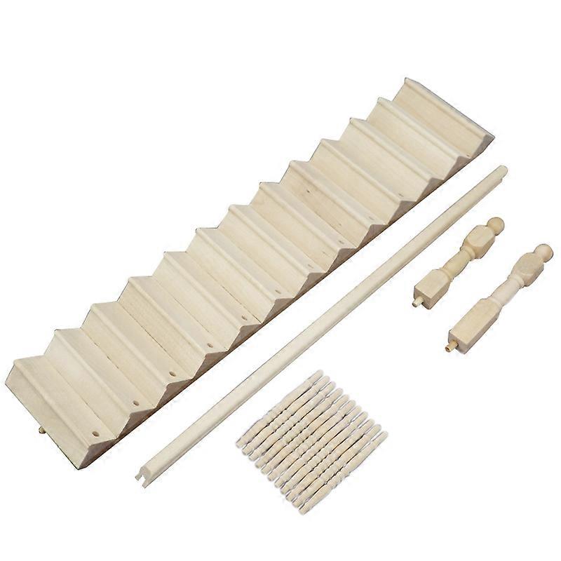 Miniatures,1/12 Wooden Stair Stringer Step Staircase with Handrail Model Doll House Decor Model 1