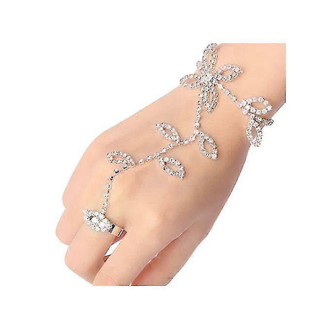 2pcs Crystal Rhinestone Leaf Bracelet Bracelet Slave Chain Link Anklet
