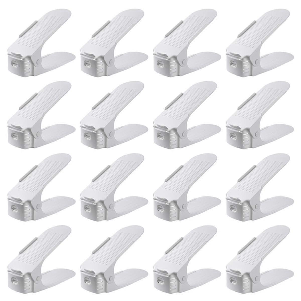 Shoe Slot Organizer for Shoe Pile of A Pair of Shoes, Save 50% Shoe Storage Space, Shoe Storage Rack,16 PCS,White