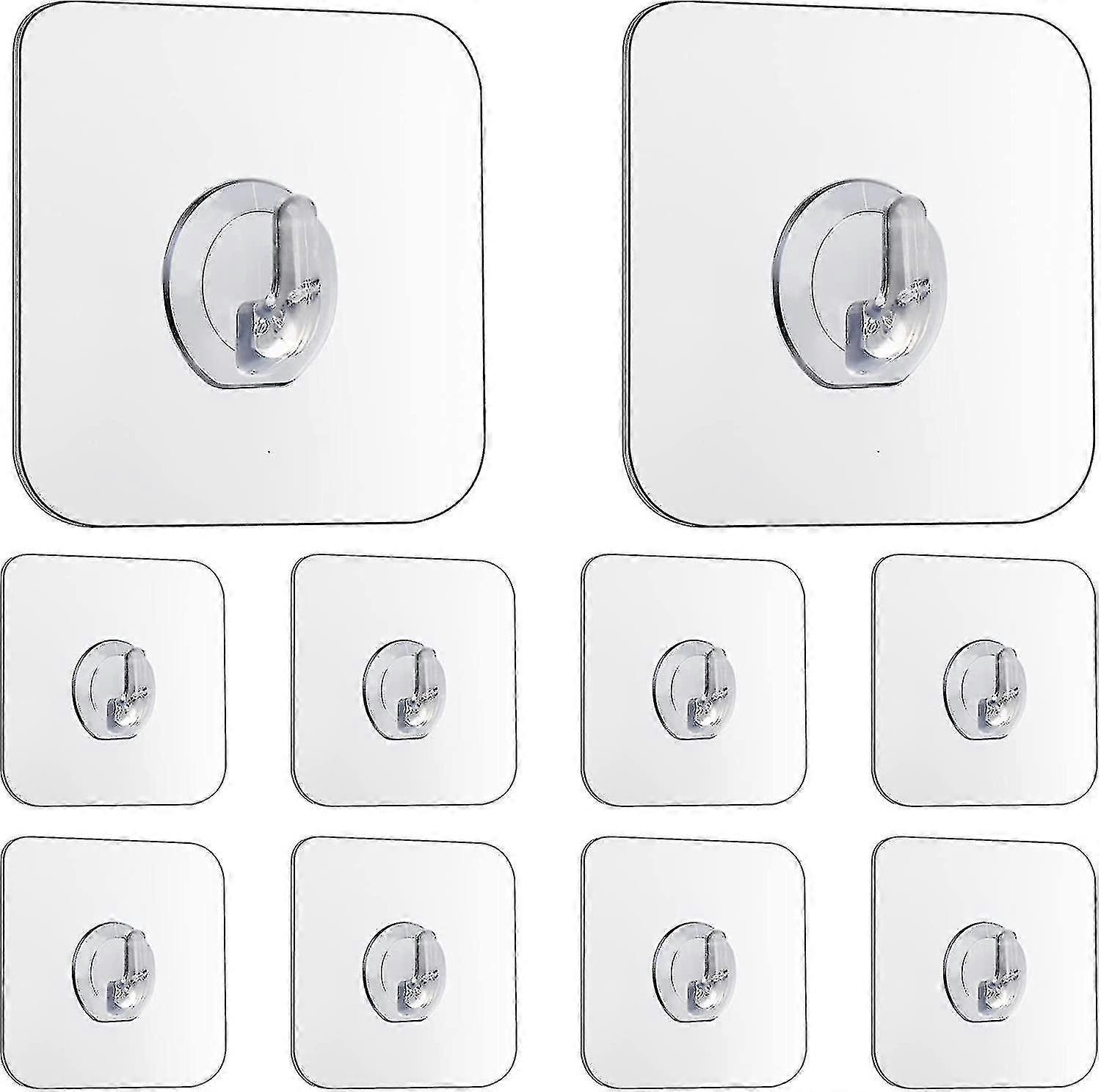 Sihirli Kancalar, Şeffaf Kendinden Yapışkanlı, Çivisiz Çıkarılabilir Mutfak, Banyo, Kapı Duvarı için Ağır Hizmet Tipi Yapışkan Kancalar, 10 Paket Siyah Gyg8-01