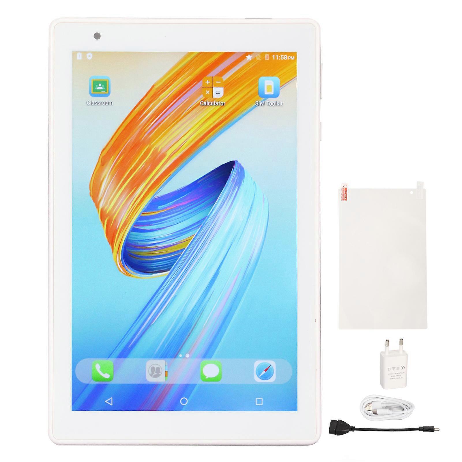 8,1-Zoll-Tablet für Android 8,1 2 GB 16 GB Octa Core-CPU vorne 2 MP hinten 8 MP Unterstützung WIFI BT FM GPS HD Tablet EU-Stecker 110?240V Silber