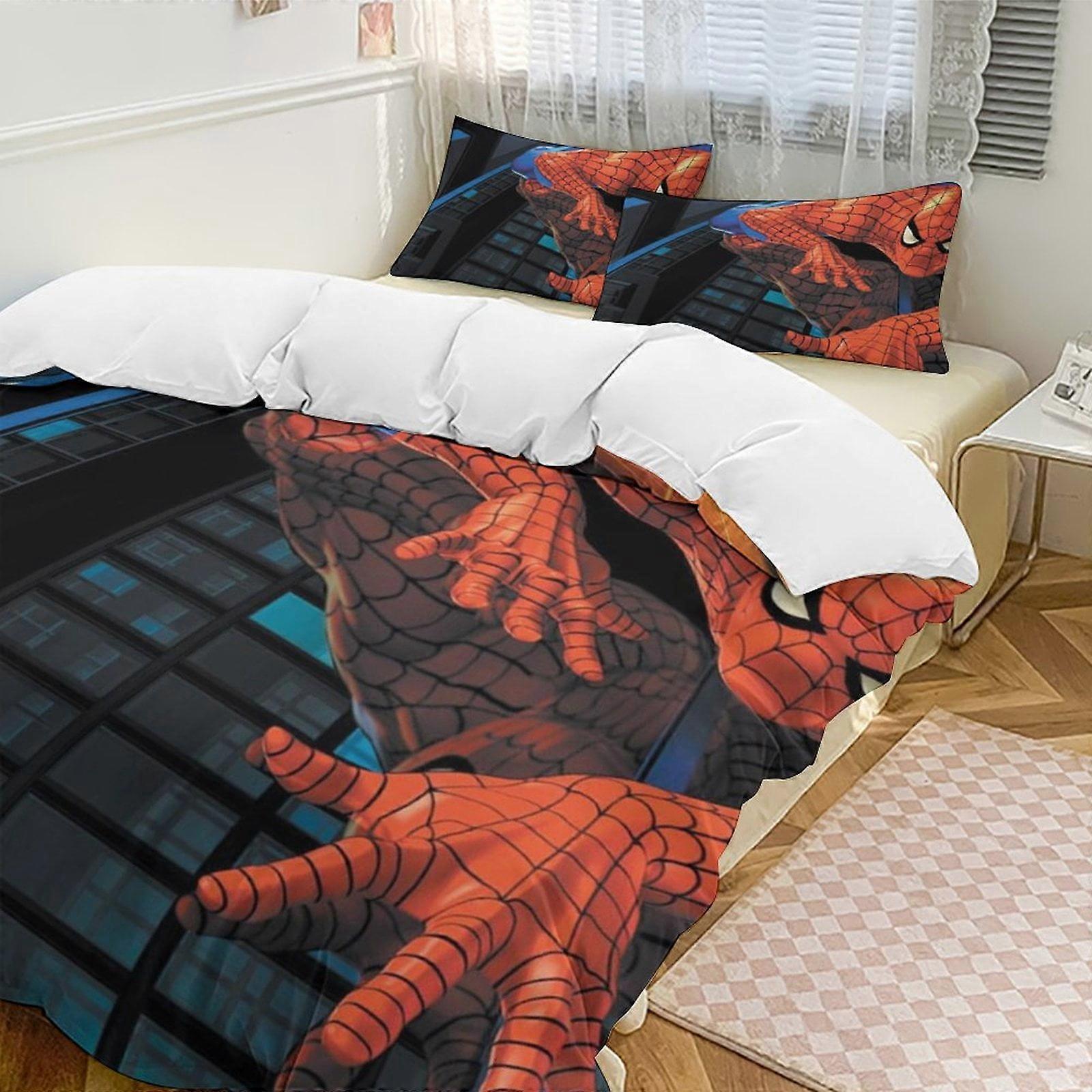 Zm257 Spider-Man 3-Piece Twin Bed Set - Includes 1 Single Quilt And 2 Pillow Cases Bedding - Fade Resistant Microfiber - Spider Lc257