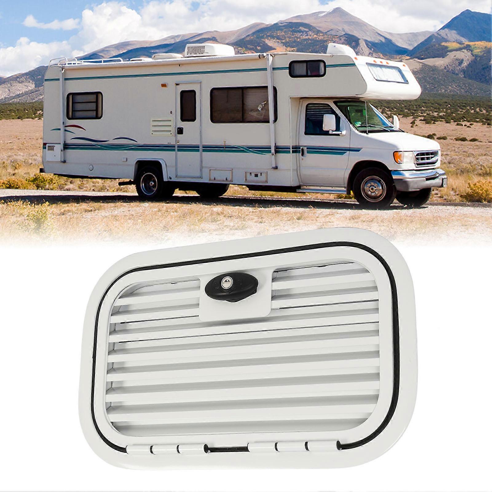 Rv Storage Hatch Door Aluminium Alloy 20 X 12 Inch Ventilation Square RV Baggage Access Door Grille With Lock for Camper Teardrop Trailers