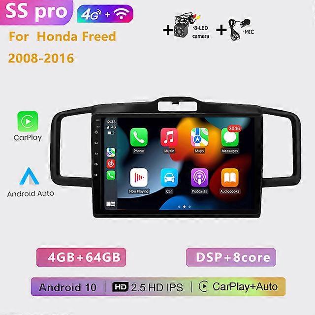2din Android auto radio player stereo radio multimedia Carplay GPS navigation For Honda Freed 1 Spike 2008 2009 2010 2011-2016
