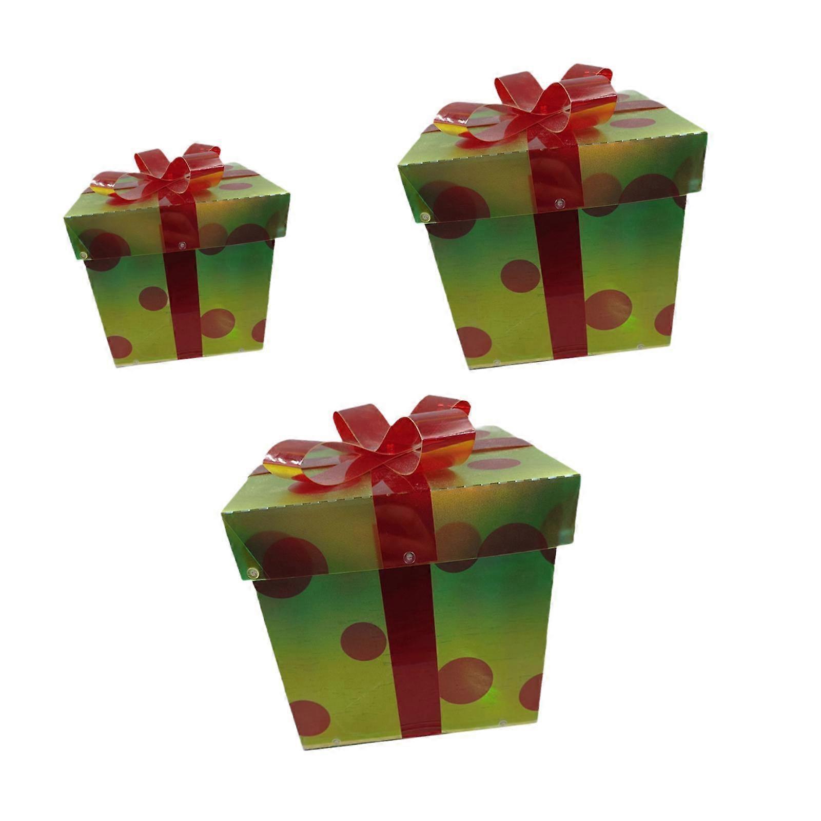 3x Christmas Lighted Gift Boxes Christmas Box Decorations for Desktop Office