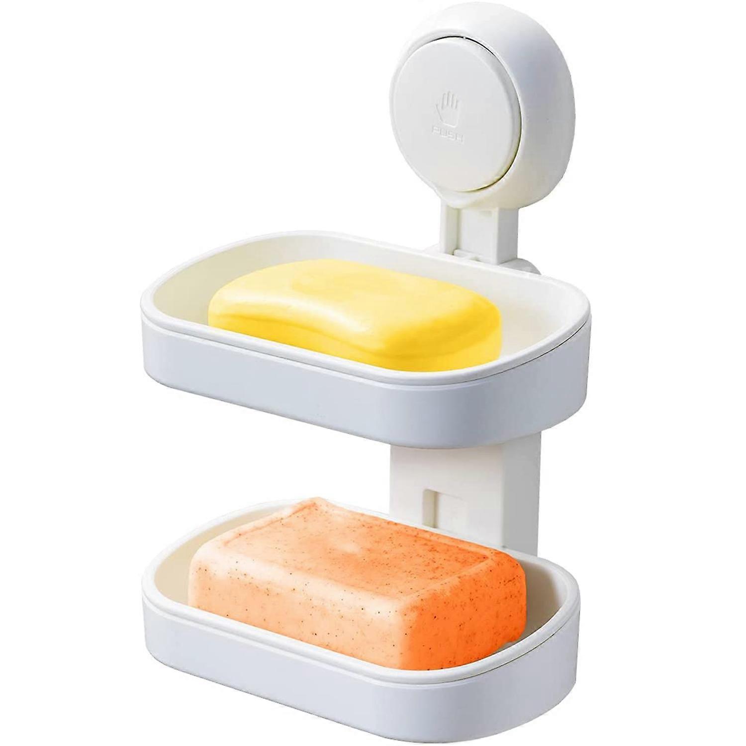 Double Layer Soap Dish - Wall Mounted Shower Soap Holder for Bathroom
