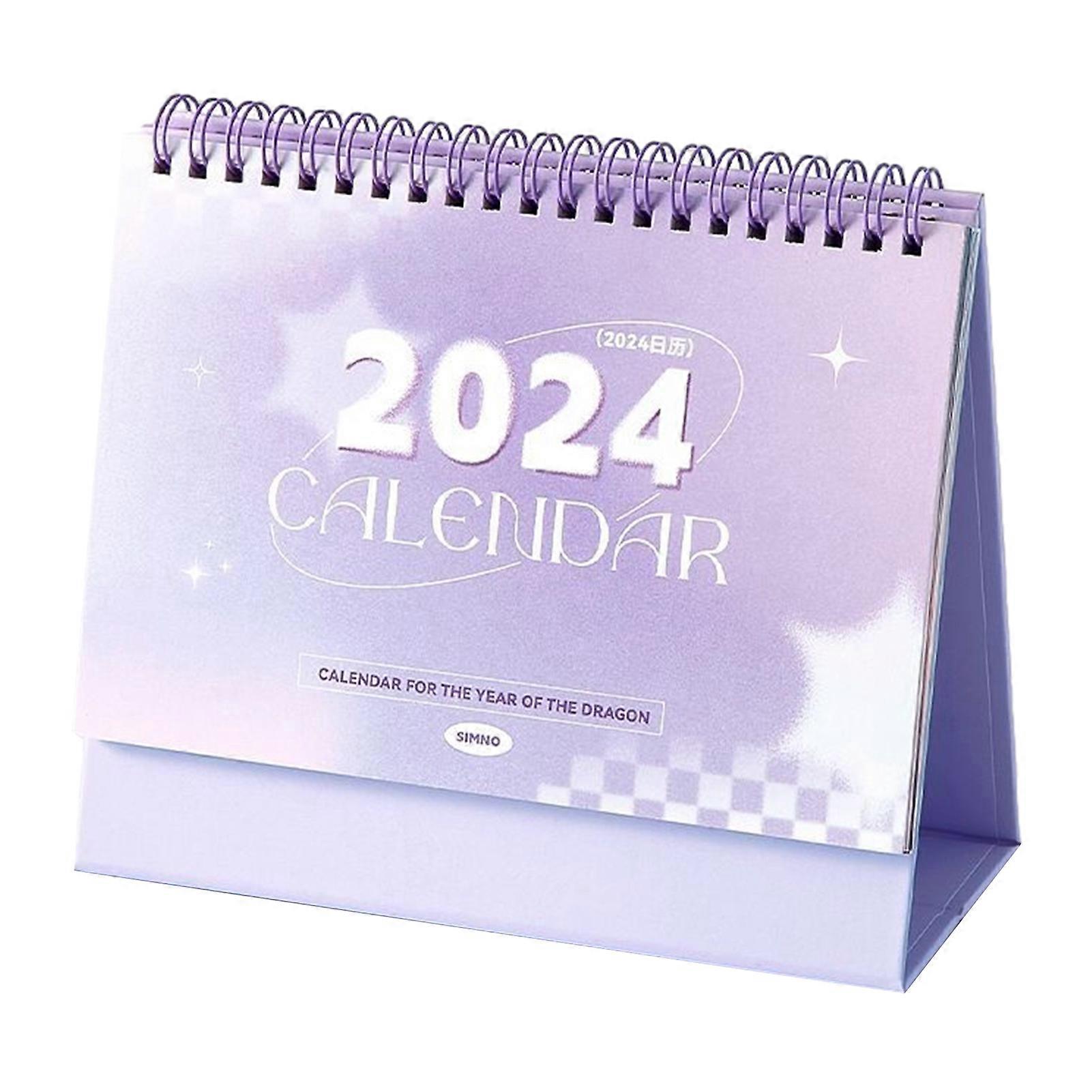 2024 Simple Colorful Desktop Calendar Monthlys View Tabletop Calendar for Home Study Office