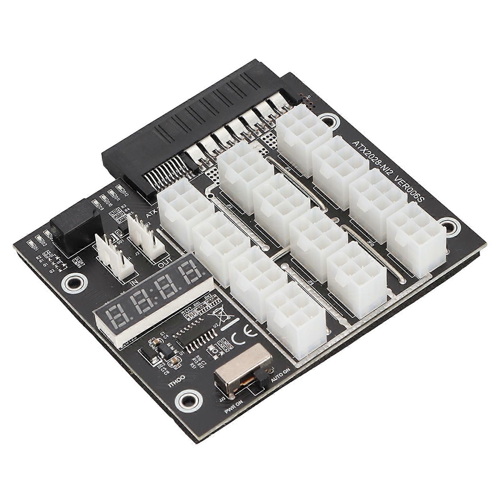 Mining GPU Breakout Board 12 Port 6Pin LED Display 800W PSU for Graphics Cards