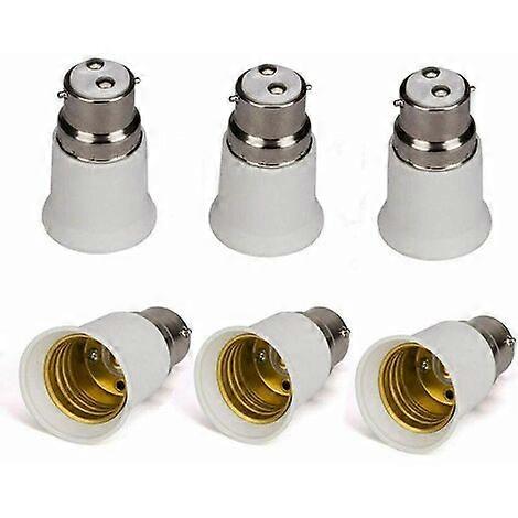 Set of 6 B22 to E27 bulb holder sockets - LED bulb adapters