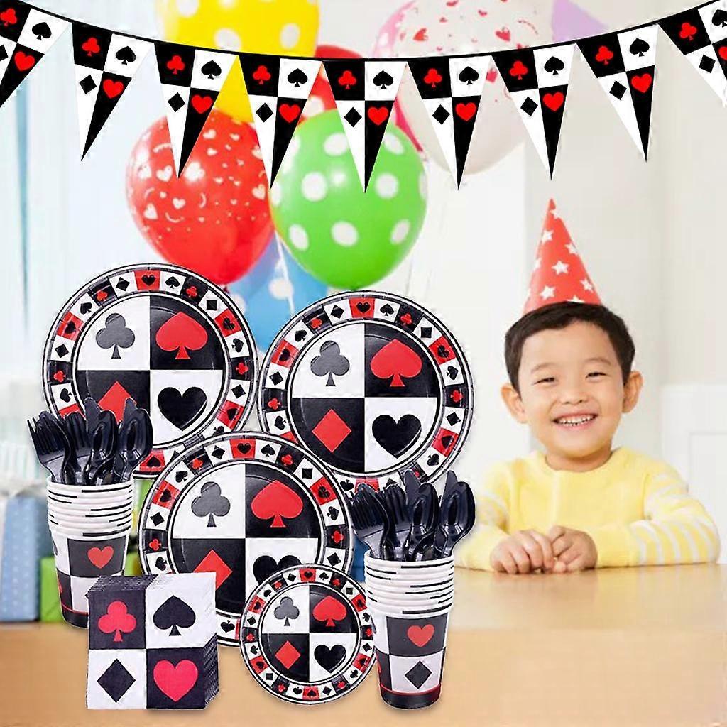 16 Piece Party Supply Set, Striped Disposable Tableware