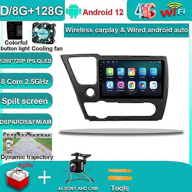 IPS Android Auto Navigation Autoradio Android 12 Für Honda CIVIC 2013-2016 Multimedia iPhone Wireless Carplay Sony Cam 2.5D DSP